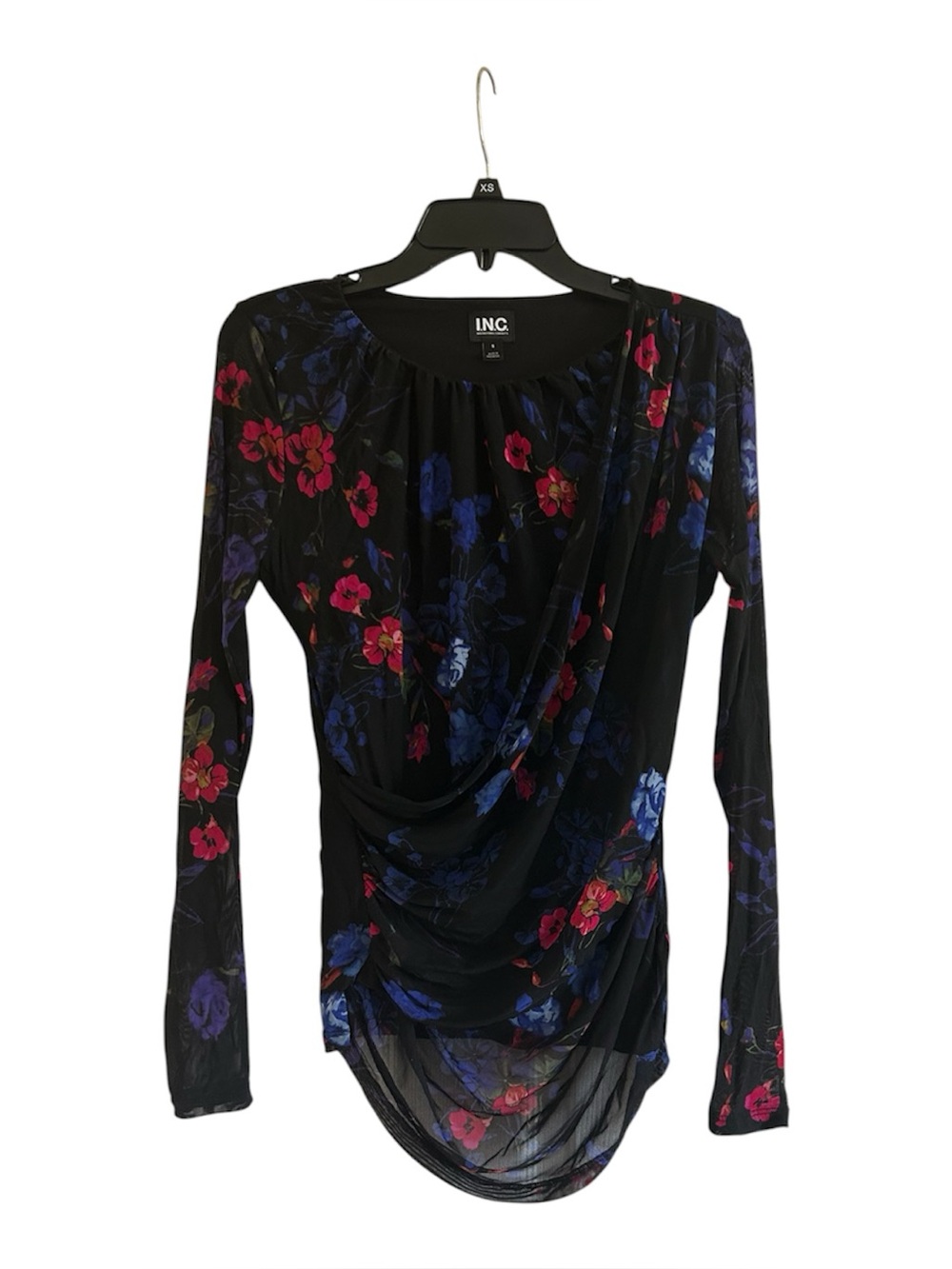 INC International Concepts Floral Size Small Semi sheer Long Sleeve Blouse